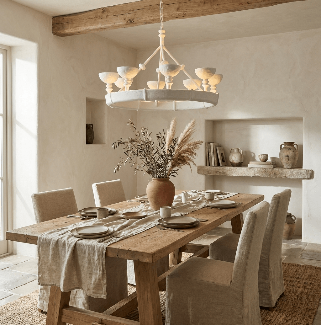 Sculptural Plaster Chalice Chandelier