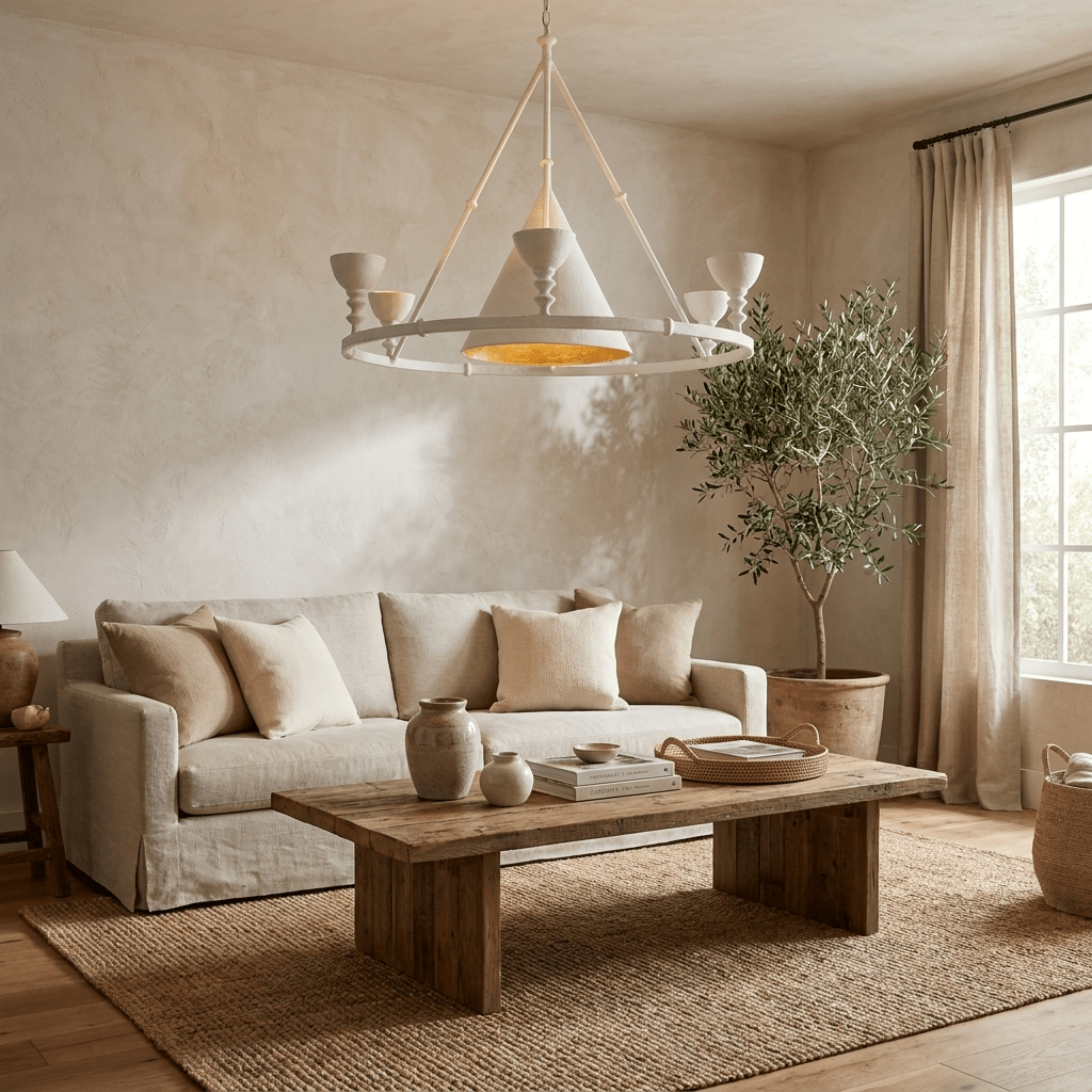Sculptural Plaster Chalice Chandelier