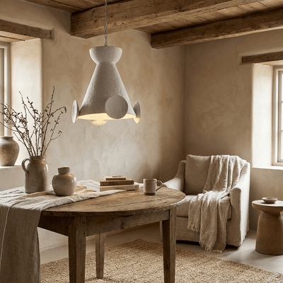 Sculptural Plaster Cone Pendant Lamp