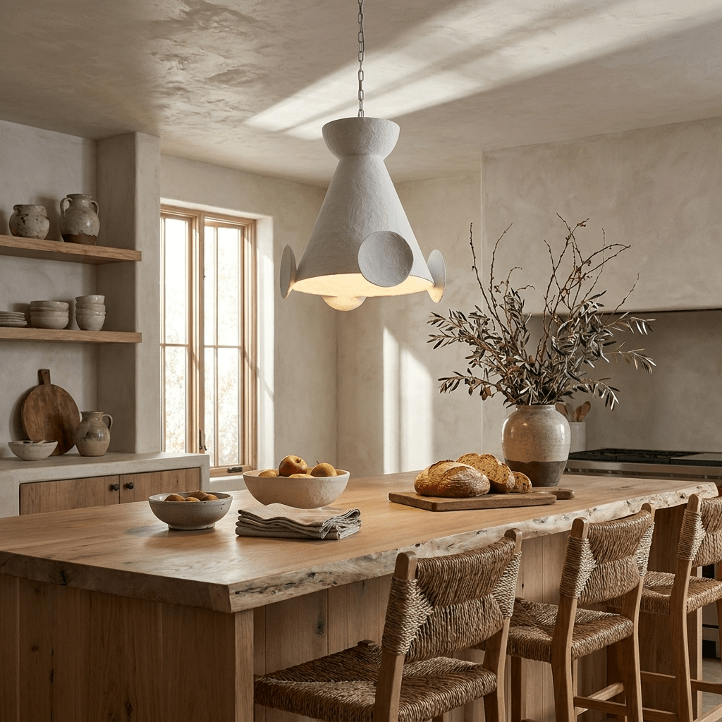 Sculptural Plaster Cone Pendant Lamp