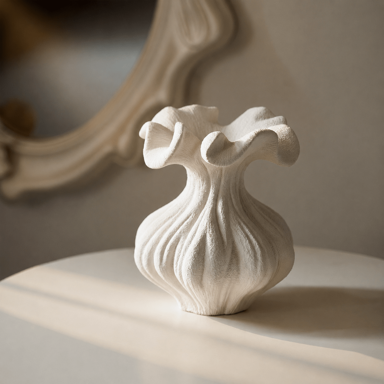 Sculptural Sand Texture Ivory Vase