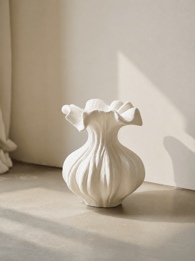 Sculptural Sand Texture Ivory Vase