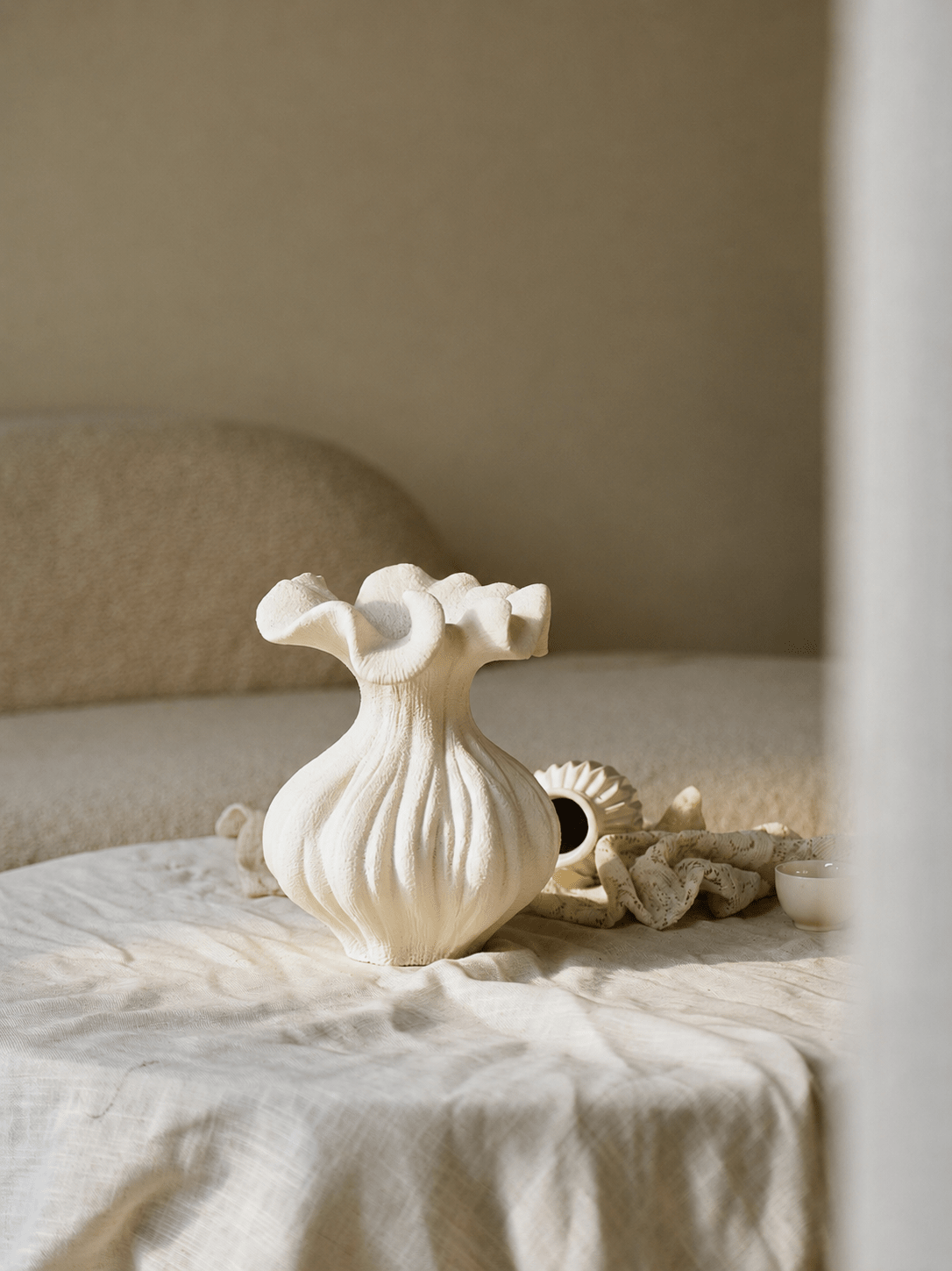 Sculptural Sand Texture Ivory Vase