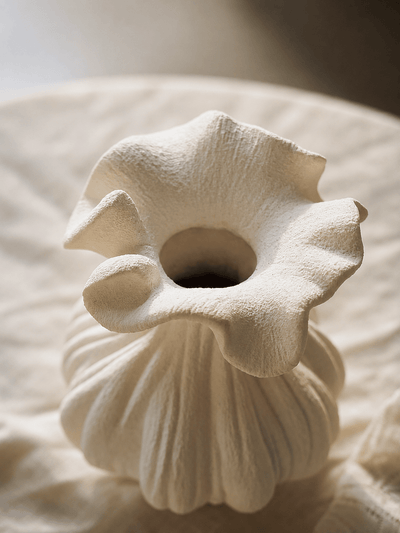 Sculptural Sand Texture Ivory Vase