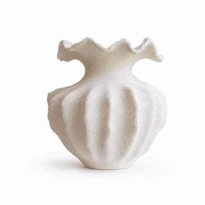 Sculptural Sand Texture Ivory Vase