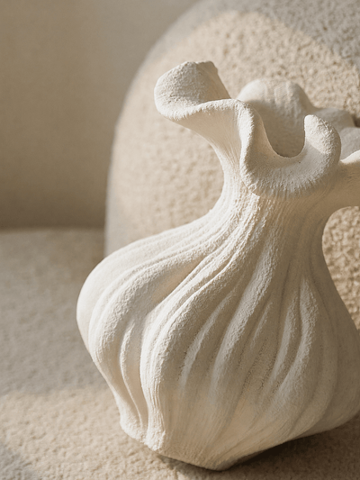 Sculptural Sand Texture Ivory Vase