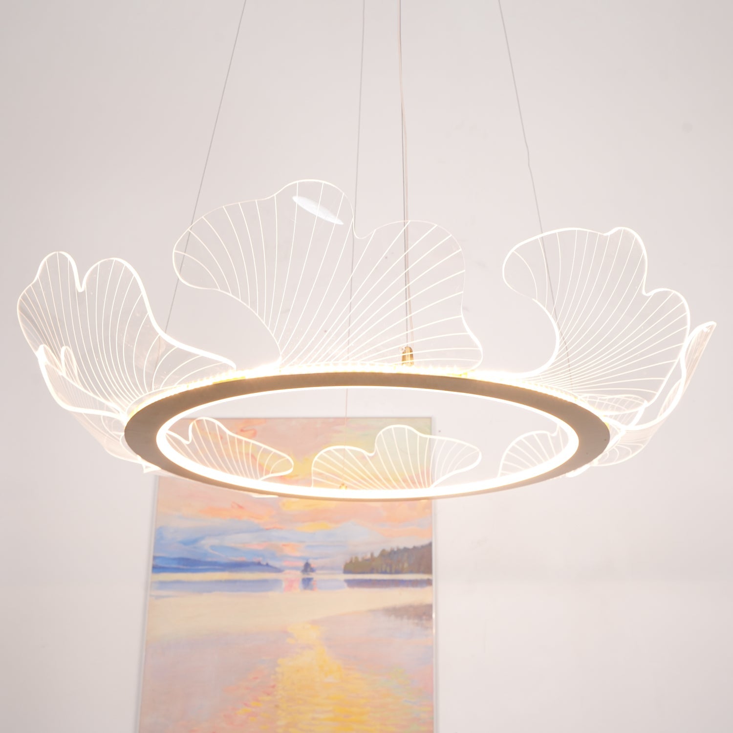 Lucisora Pendant Lamp Frosted Acrylic Floral Ring