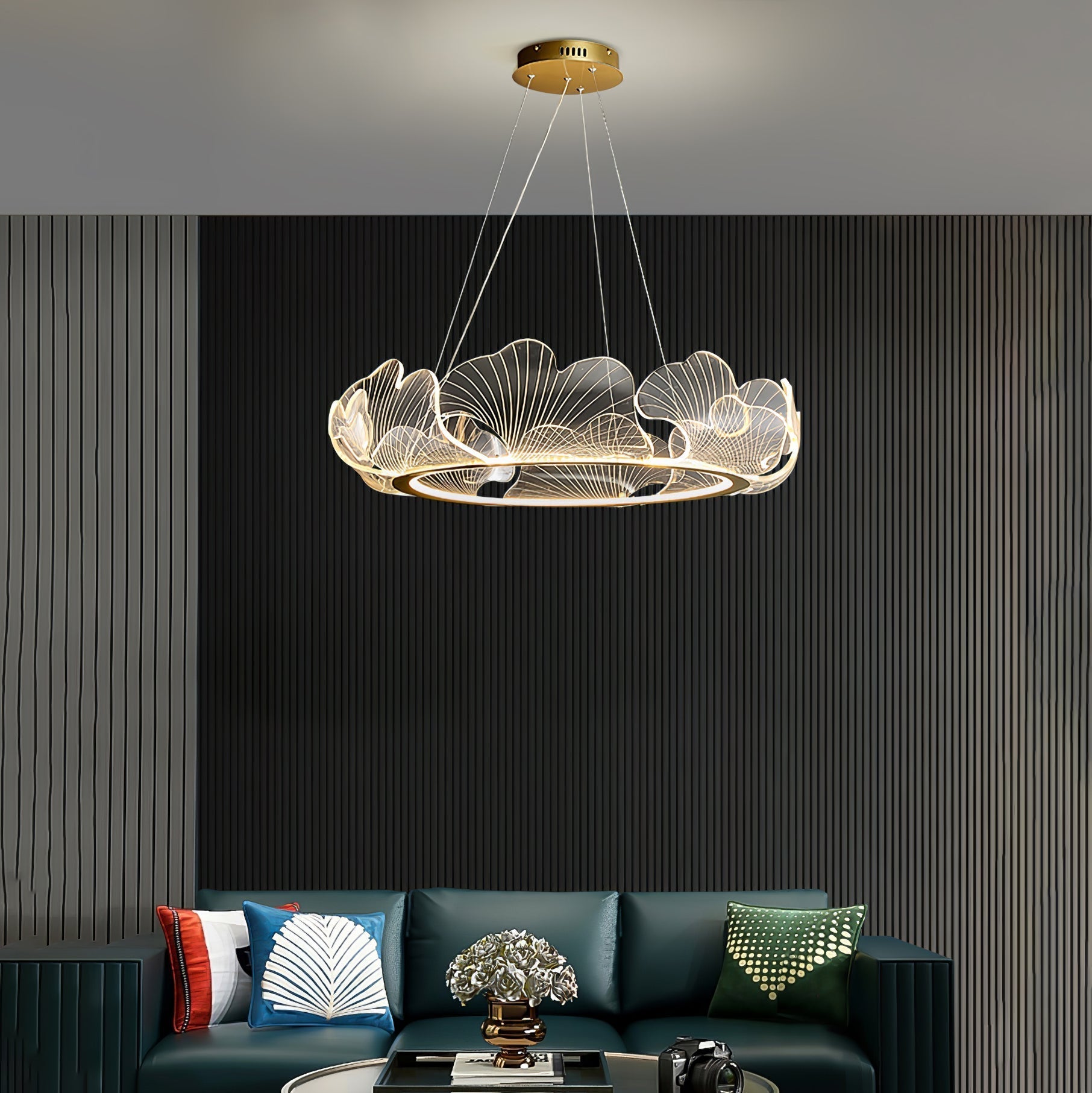 Lucisora Pendant Lamp Frosted Acrylic Floral Ring