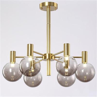 Veloiel Chandelier Globe Glass Gold Frame Modern