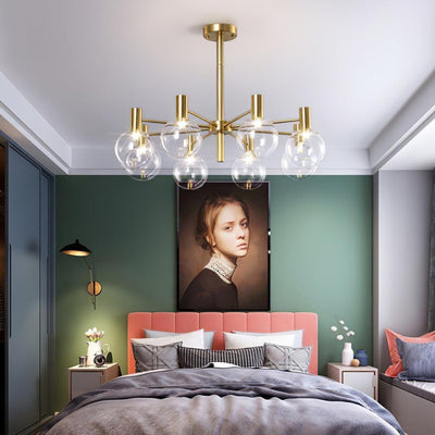 Veloiel Chandelier Globe Glass Gold Frame Modern