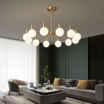 Veloiel Chandelier Globe Glass Gold Frame Modern