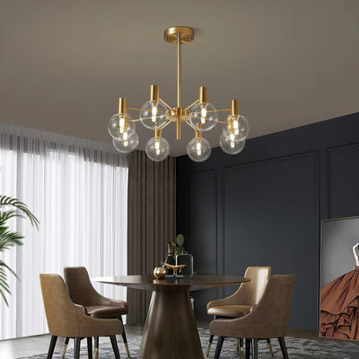 Veloiel Chandelier Globe Glass Gold Frame Modern