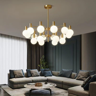 Veloiel Chandelier Globe Glass Gold Frame Modern