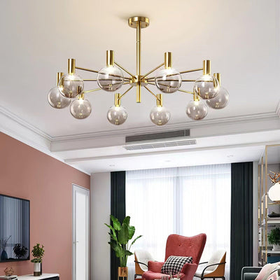 Veloiel Chandelier Globe Glass Gold Frame Modern
