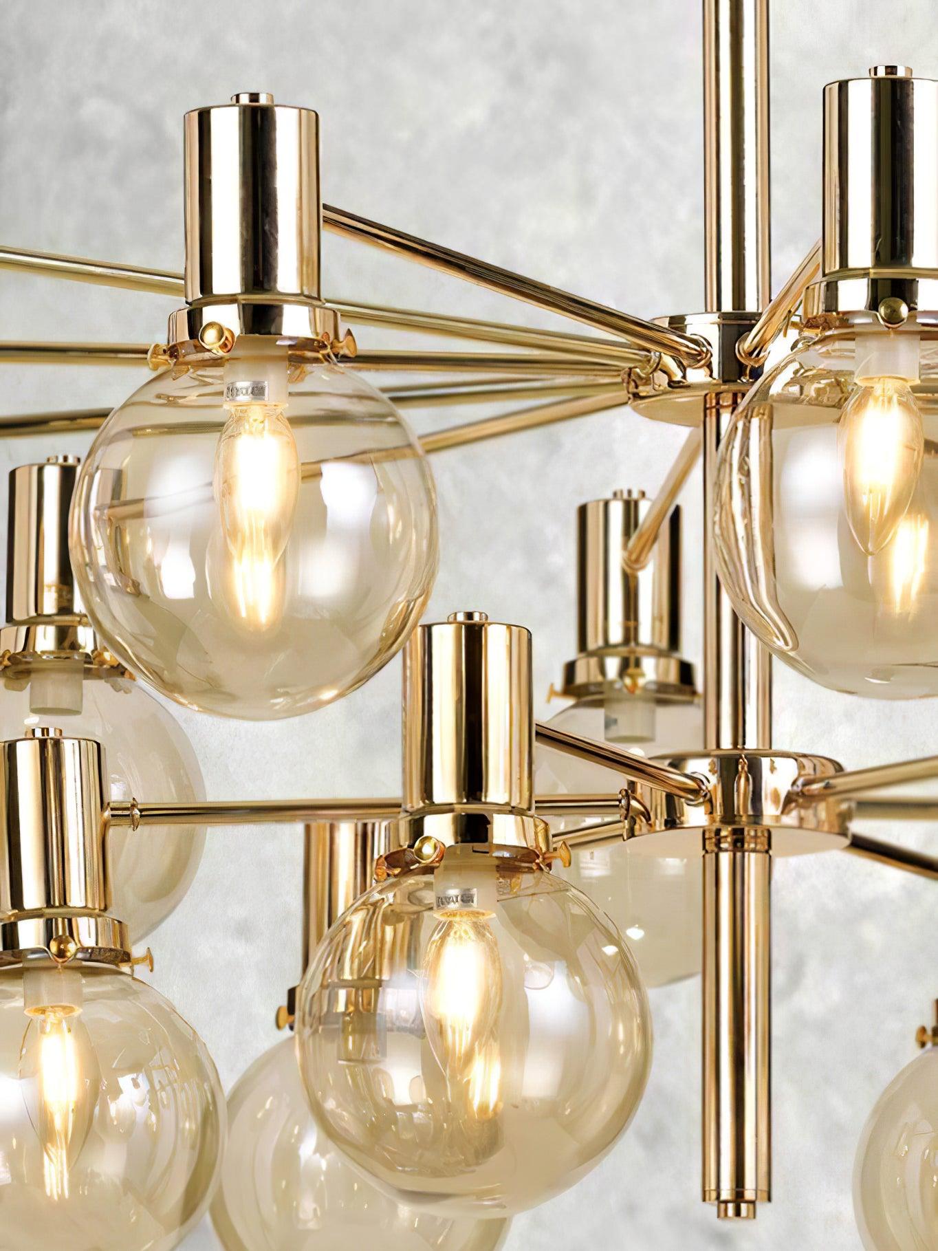 Veloiel Chandelier Globe Glass Gold Frame Modern