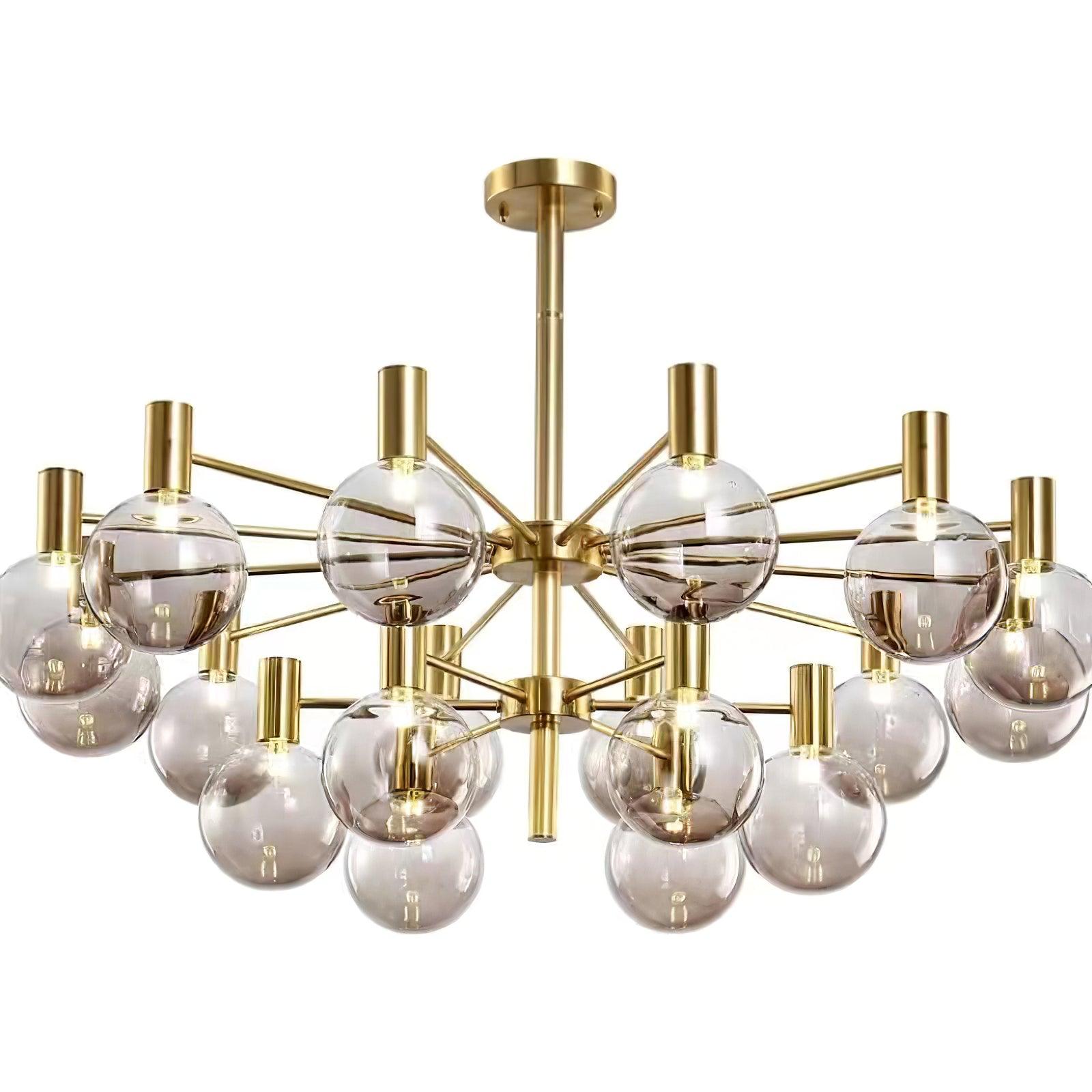 Veloiel Chandelier Globe Glass Gold Frame Modern