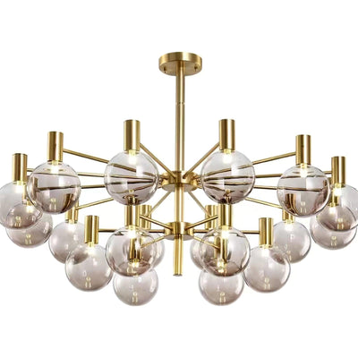 Veloiel Chandelier Globe Glass Gold Frame Modern