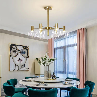 Veloiel Chandelier Globe Glass Gold Frame Modern