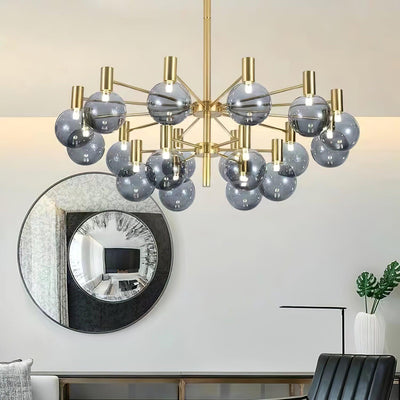 Veloiel Chandelier Globe Glass Gold Frame Modern