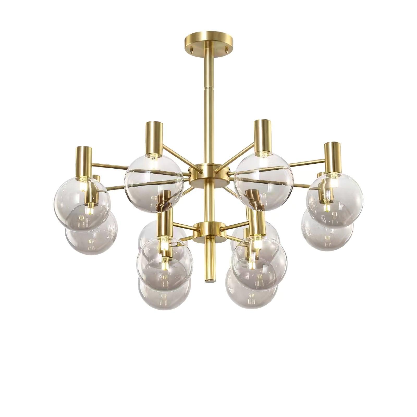 Veloiel Chandelier Globe Glass Gold Frame Modern