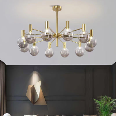 Veloiel Chandelier Globe Glass Gold Frame Modern