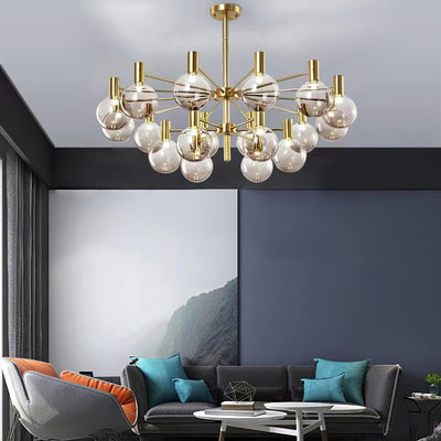 Veloiel Chandelier Globe Glass Gold Frame Modern
