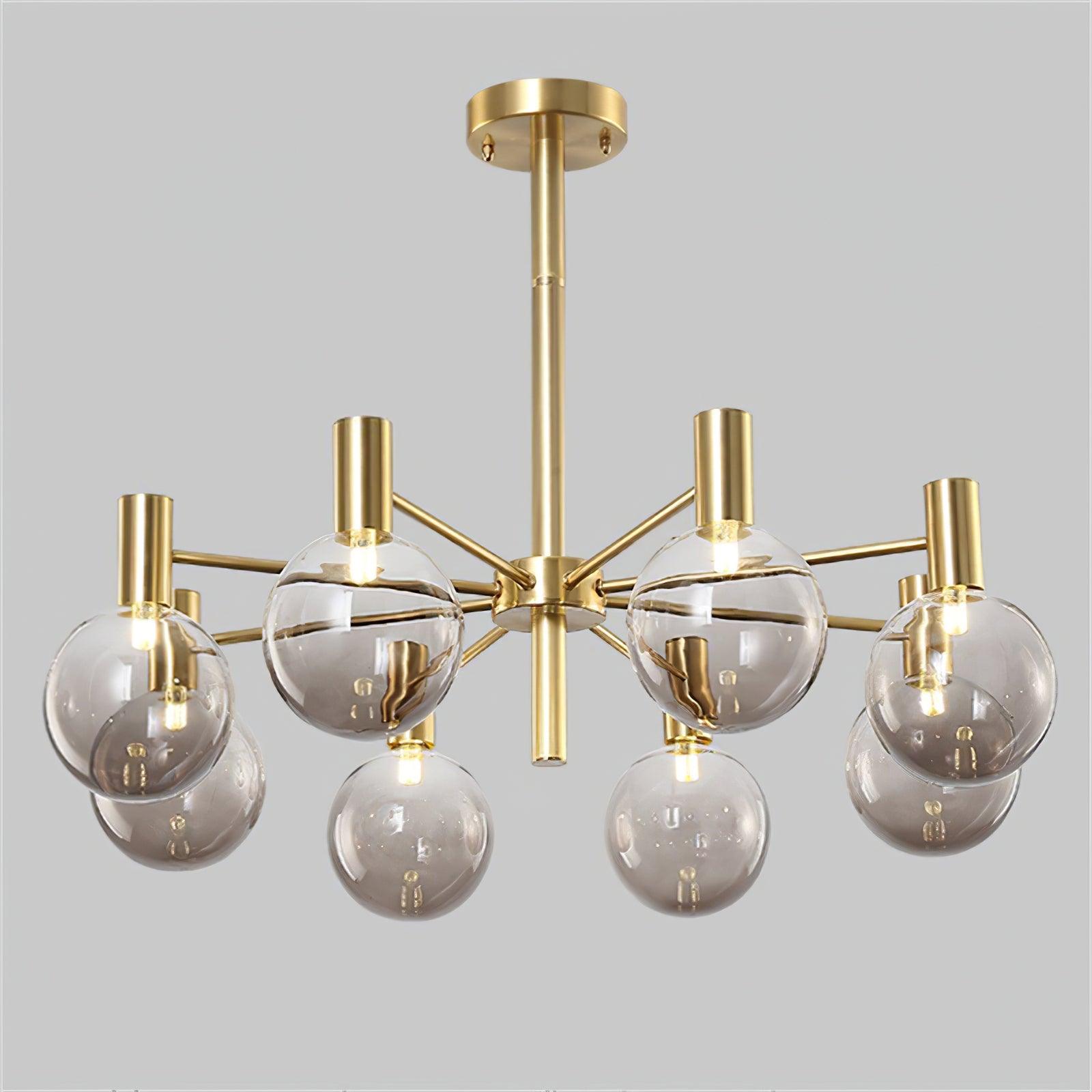 Veloiel Chandelier Globe Glass Gold Frame Modern