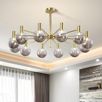 Veloiel Chandelier Globe Glass Gold Frame Modern
