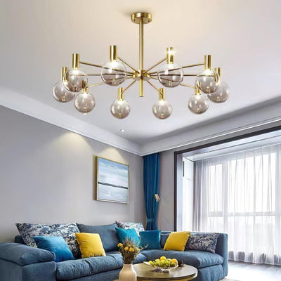 Veloiel Chandelier Globe Glass Gold Frame Modern