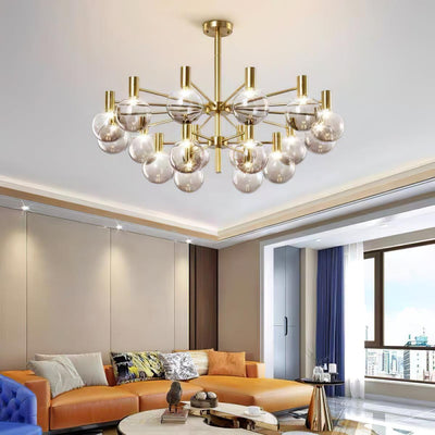 Veloiel Chandelier Globe Glass Gold Frame Modern