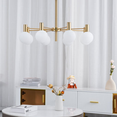 Veloiel Chandelier Globe Glass Gold Frame Modern