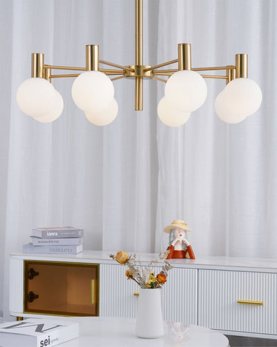 Veloiel Chandelier Globe Glass Gold Frame Modern