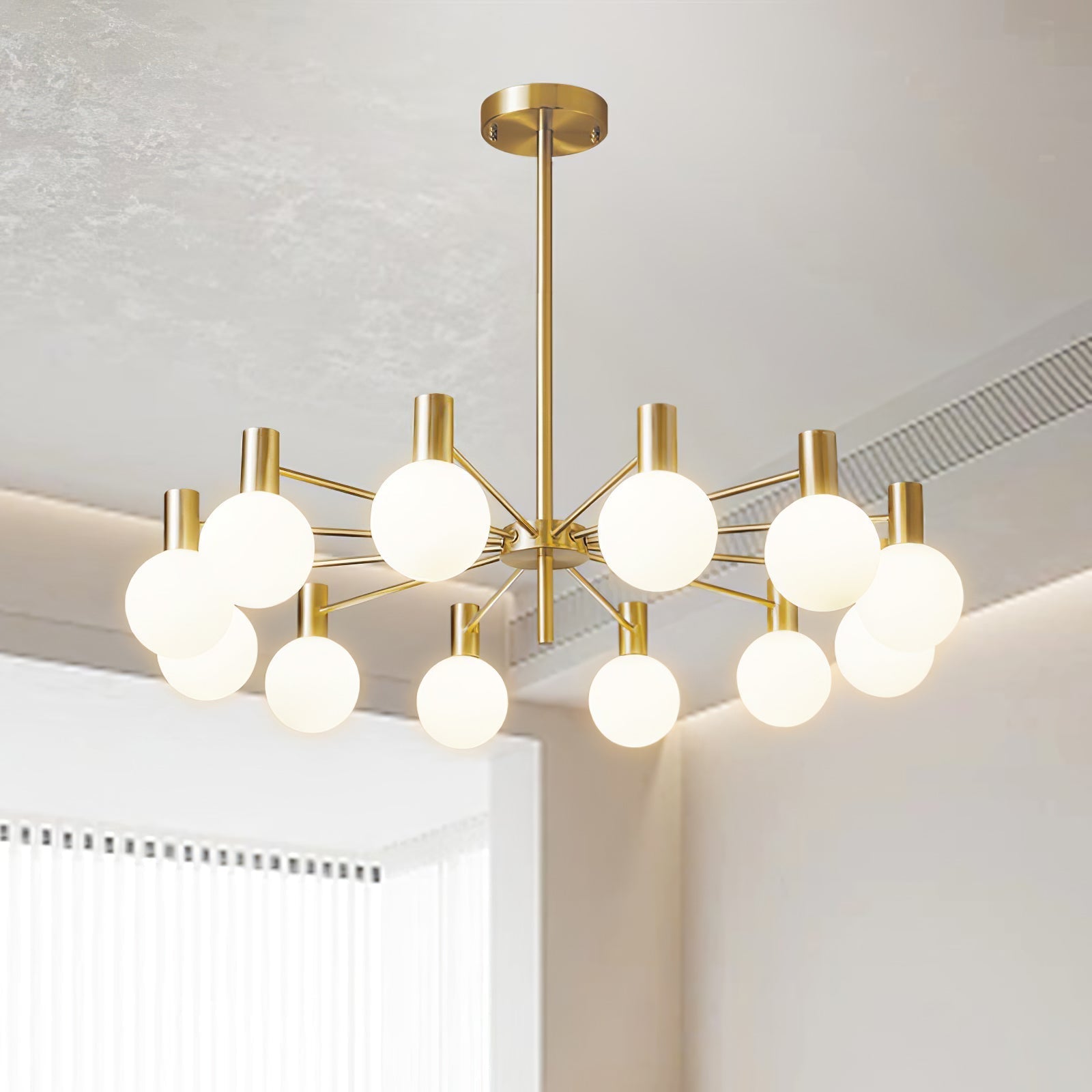Veloiel Chandelier Globe Glass Gold Frame Modern