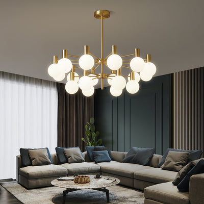 Veloiel Chandelier Globe Glass Gold Frame Modern