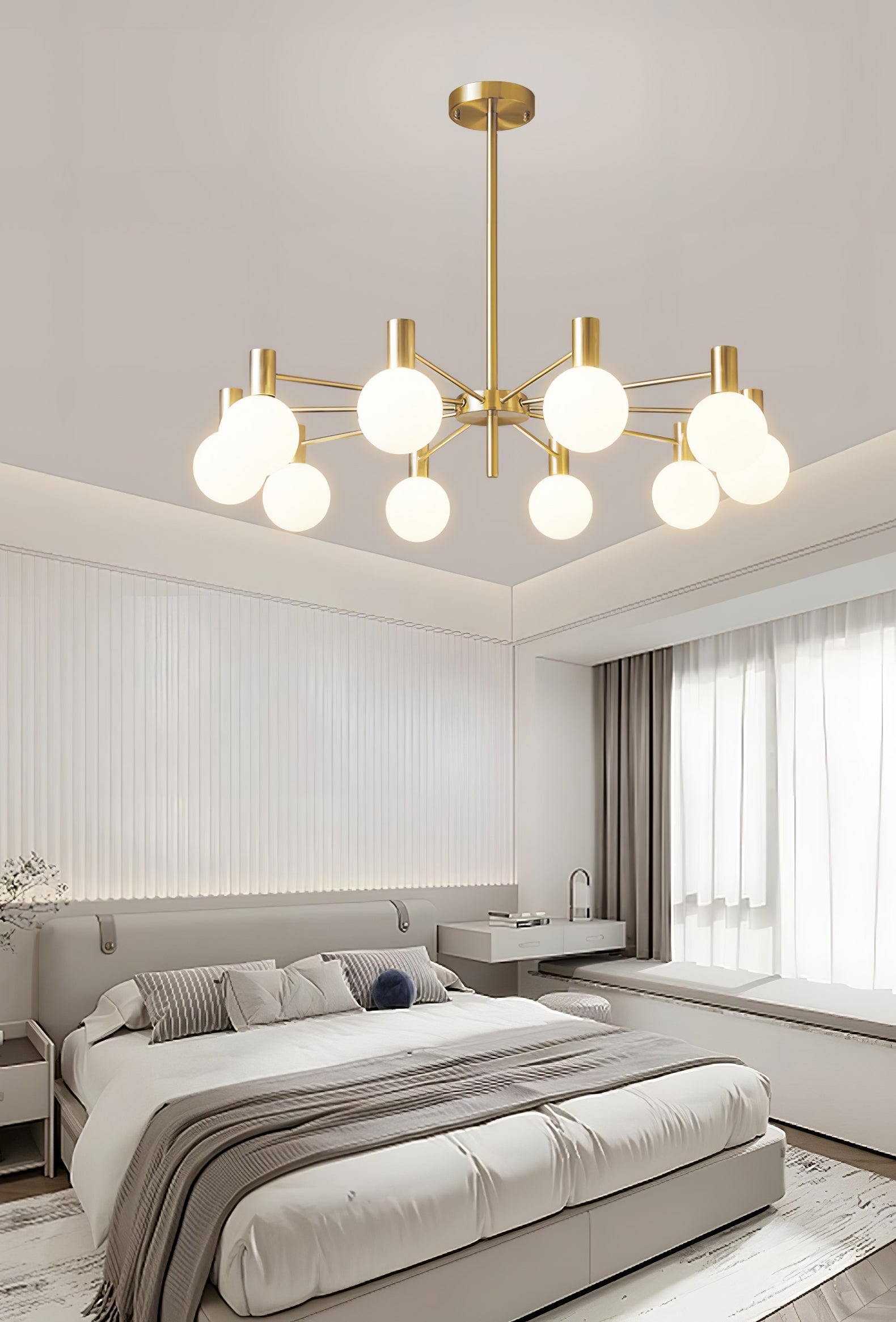 Veloiel Chandelier Globe Glass Gold Frame Modern