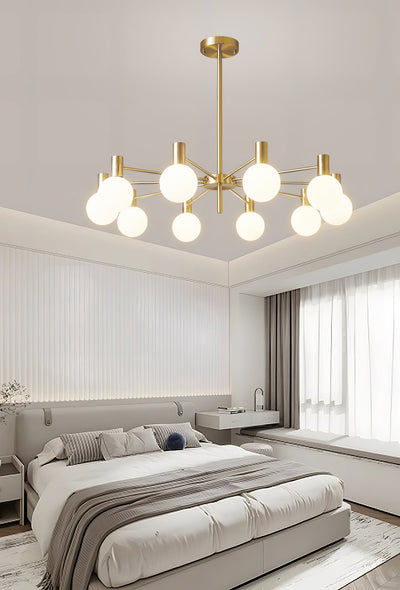 Veloiel Chandelier Globe Glass Gold Frame Modern