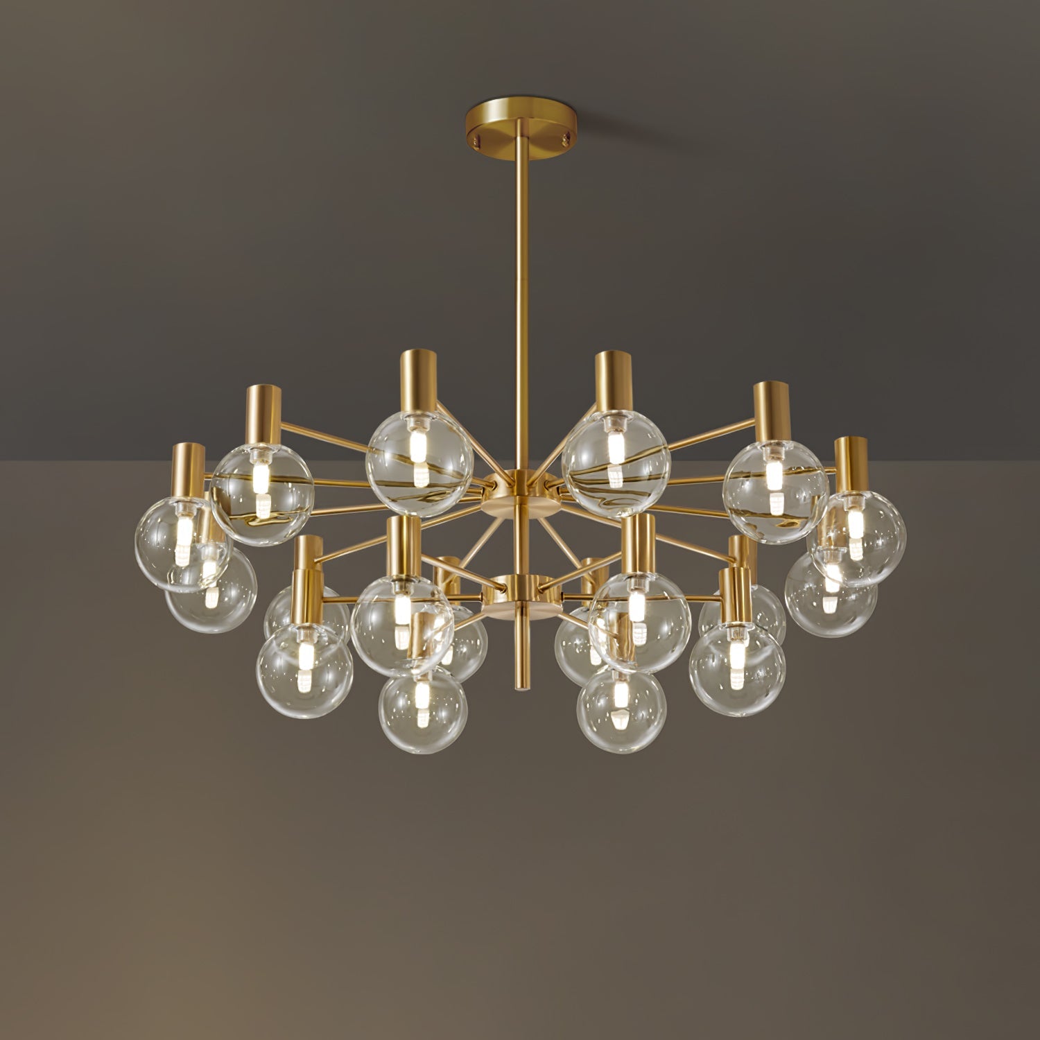 Veloiel Chandelier Globe Glass Gold Frame Modern
