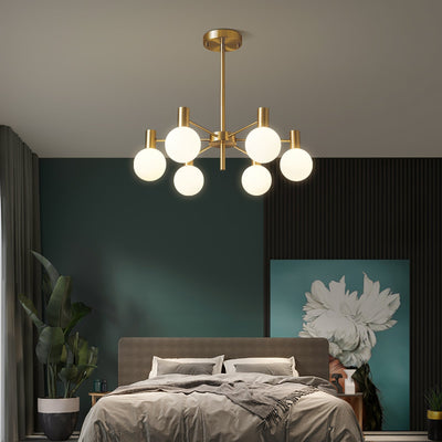 Veloiel Chandelier Globe Glass Gold Frame Modern