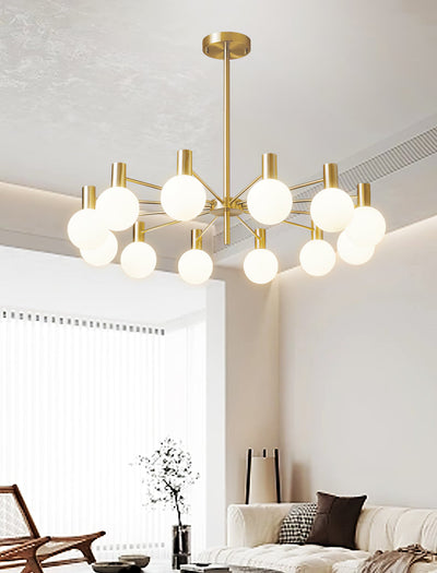 Veloiel Chandelier Globe Glass Gold Frame Modern