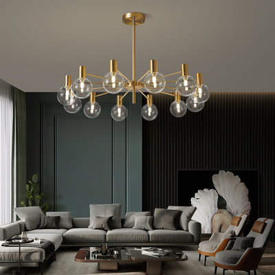 Veloiel Chandelier Globe Glass Gold Frame Modern