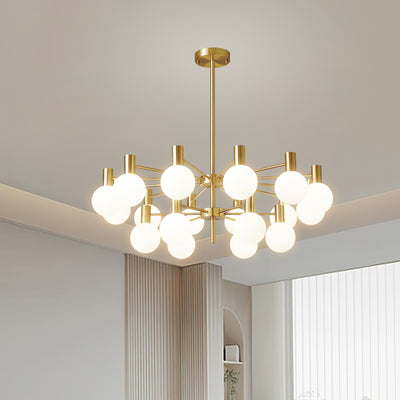 Veloiel Chandelier Globe Glass Gold Frame Modern