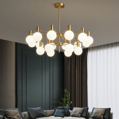 Veloiel Chandelier Globe Glass Gold Frame Modern