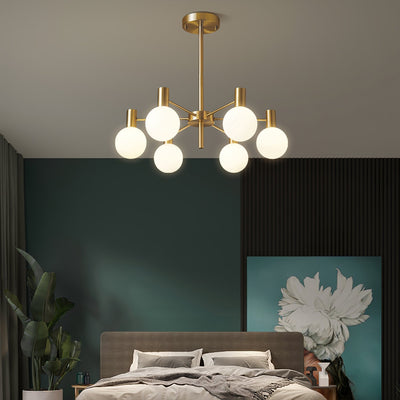 Veloiel Chandelier Globe Glass Gold Frame Modern