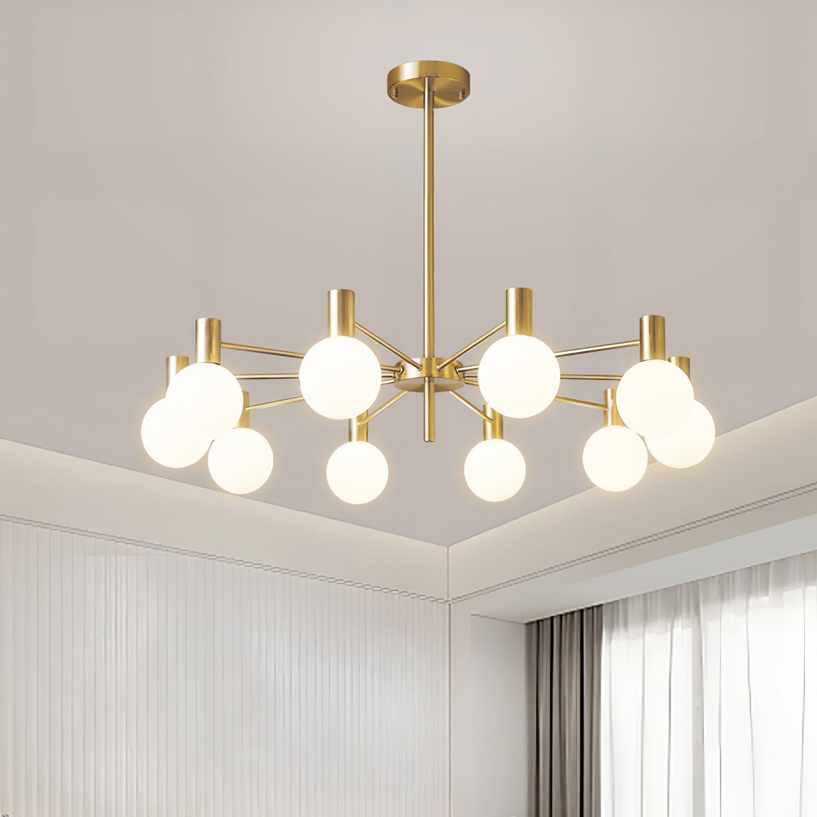 Veloiel Chandelier Globe Glass Gold Frame Modern
