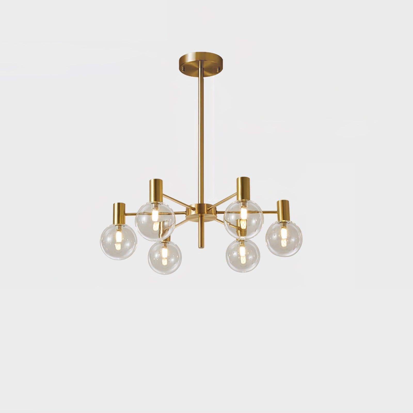 Veloiel Chandelier Globe Glass Gold Frame Modern