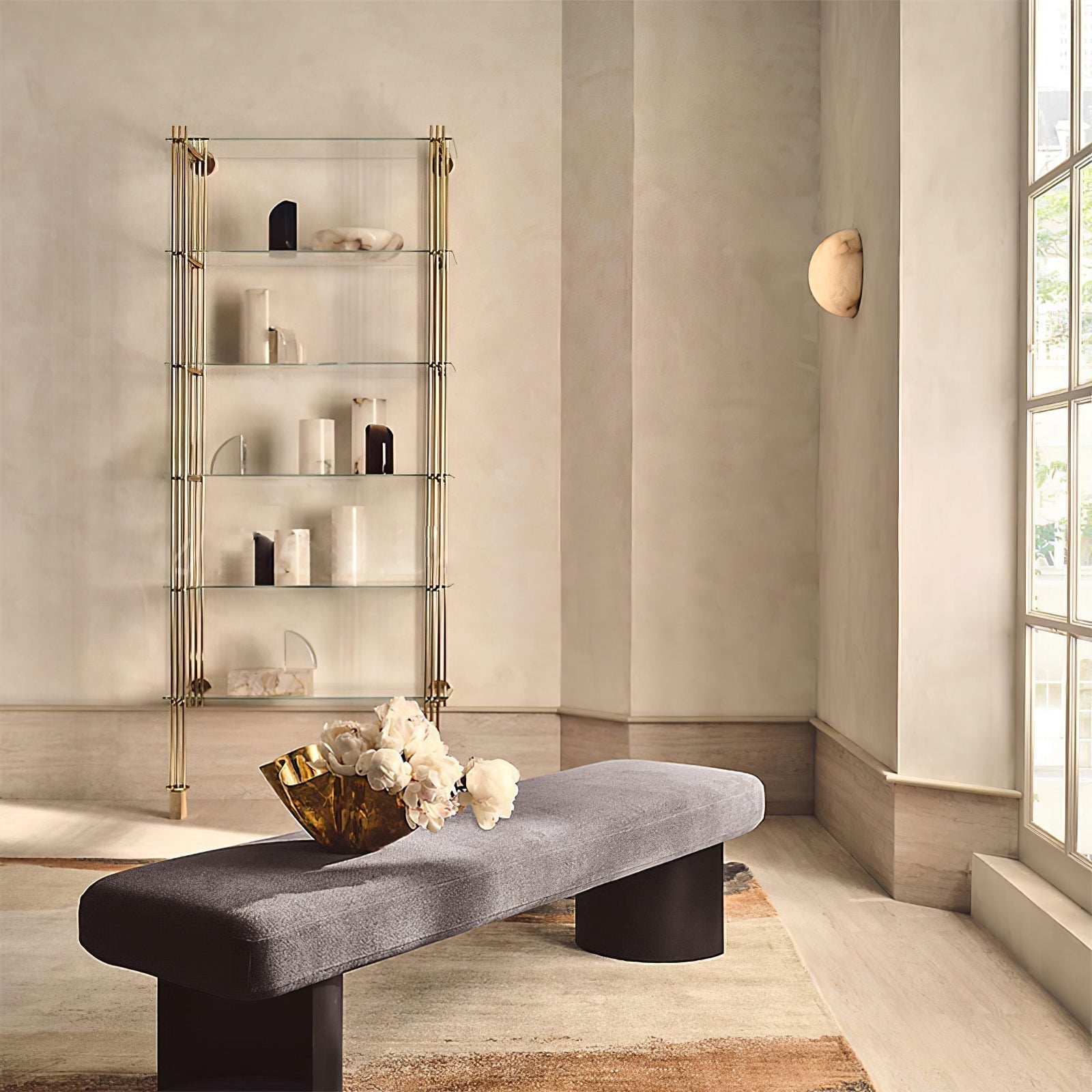 Elvar Semicircular   Minimalist Alabaster Ceiling Light