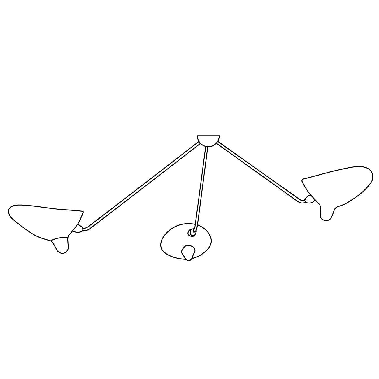 Elaoraine Ceiling Lamp Three Arm Black Sculptural