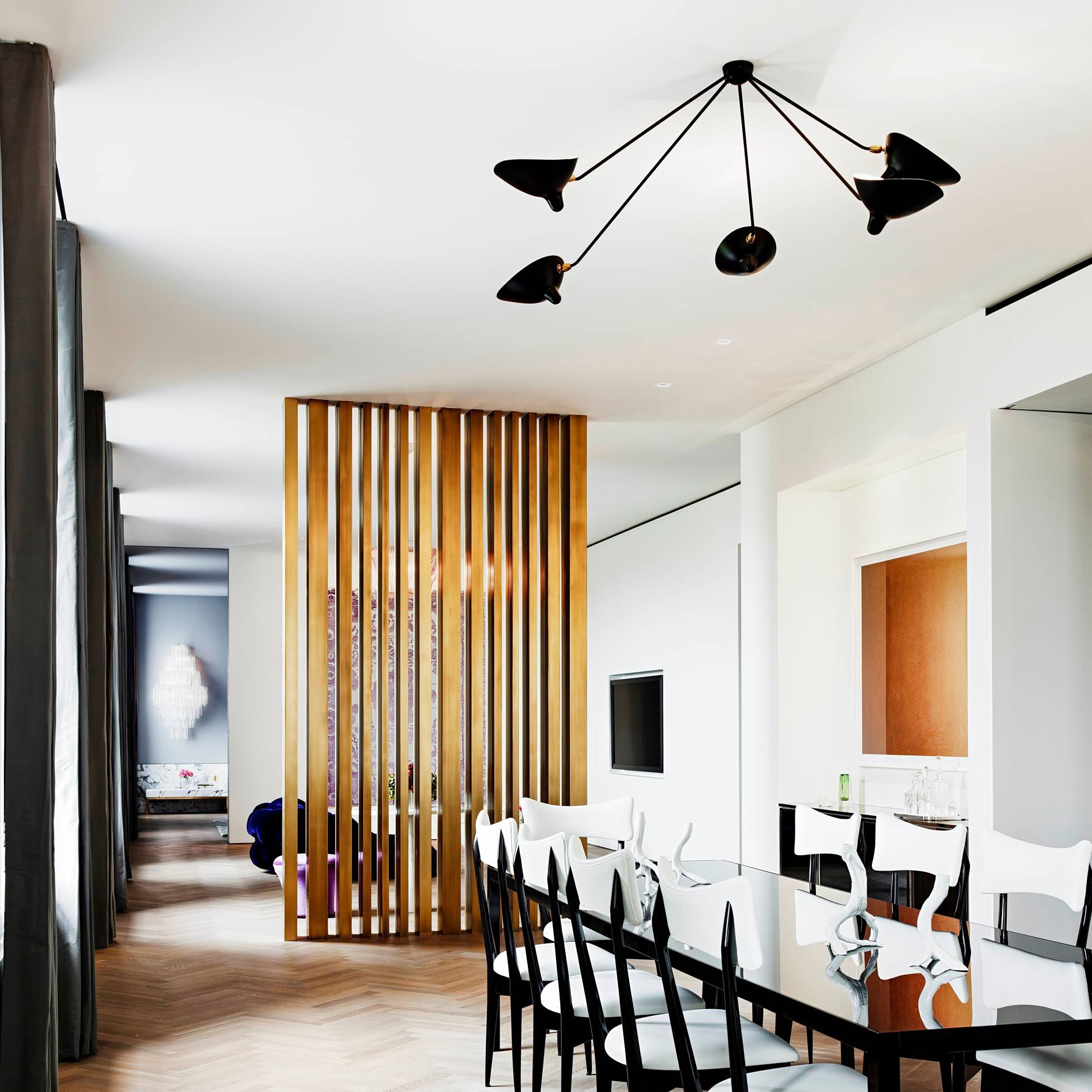 Elaoraine Ceiling Lamp Three Arm Black Sculptural