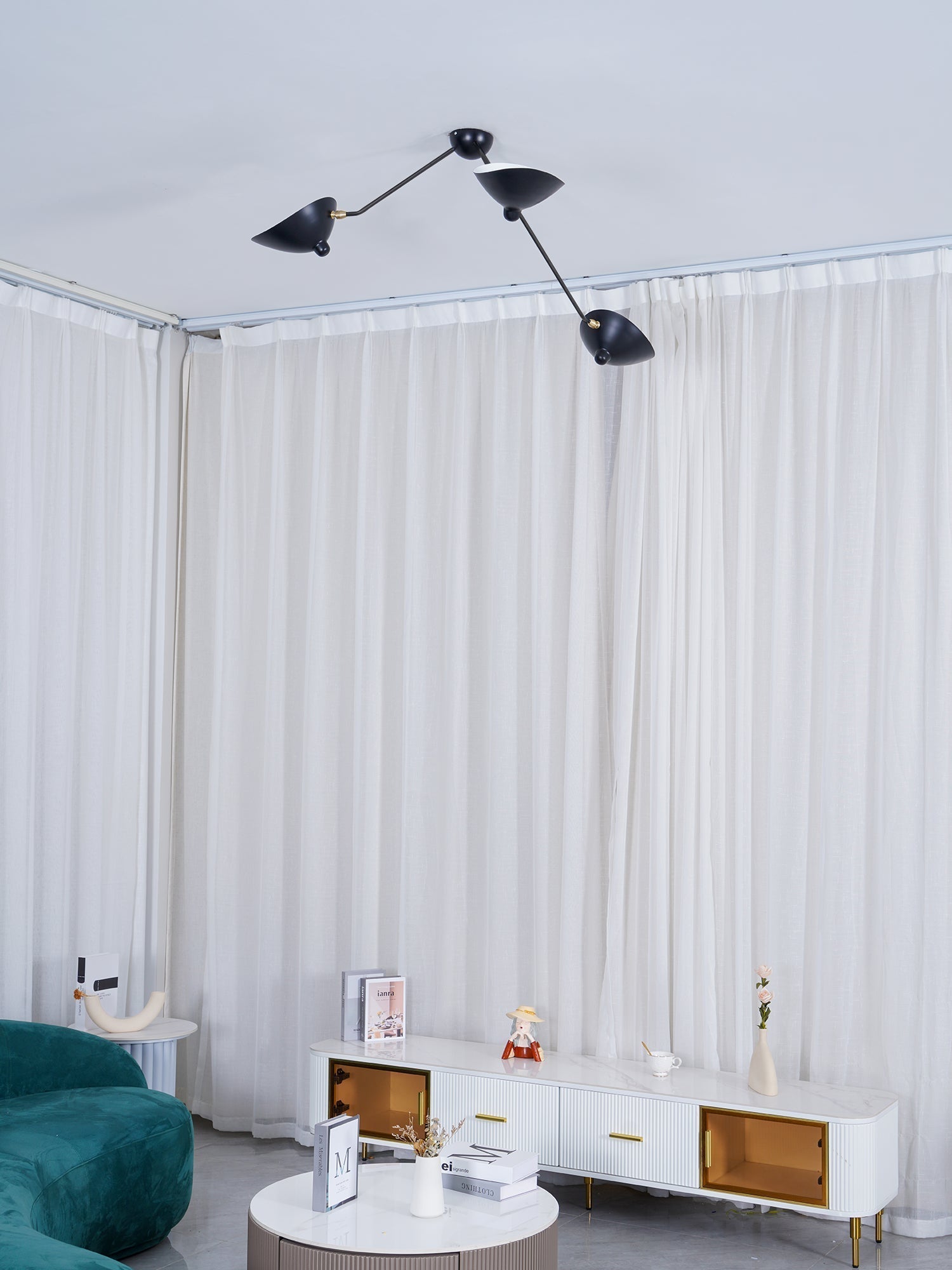 Elaoraine Ceiling Lamp Three Arm Black Sculptural