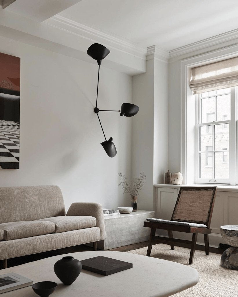 Elaoraine Ceiling Lamp Three Arm Black Sculptural